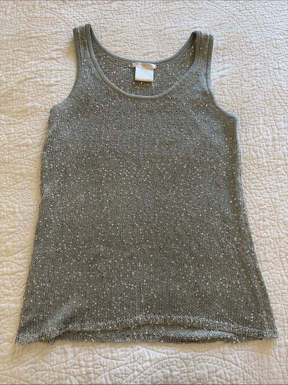 Matty M Grey and Silver Sparkly Sequin Knit Tank